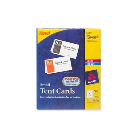 Avery Avery  Laser/Inkjet Tent Cards, 2" x 3-1/2", White, 160 Cards/Pack 5302